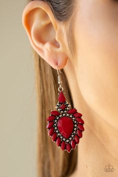 Mobile Boutique, Shade Of Red, Red A, Stretch Bands, Teardrop Beads, Paparazzi Accessories, Red Earrings, Paparazzi Jewelry, Silver Accents