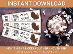 movie night ticket voucherr - november make movie night extra fun printables