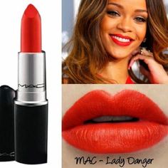 M.A.C. Mini Mac Lipstick Lady Danger Size: Mini (0.06 Oz) Lady Danger Mac Lipstick, Mac Lady Danger Lipstick, Mac Lady Danger, Red Orange Lipstick, Mac Russian Red, Best Mac Lipstick, Lipstick Dark Red, Lady Danger, Lipstick For Dark Skin