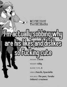 an anime character with the caption i'm actually sobbing why are his likes and