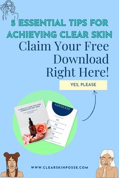 Ready for a skin revolution? Our FREE guide: 5 Tips for Clear Skin is your ultimate resource! 🌟 Expert strategies for a flawless complexion. Discover gentle routines and product recommendations. 💧✨ Click to download your complimentary guide! Tips For Dry Skin, Tips For Clear Skin, Good Skin Tips, Clear Skin Tips, Healthy Skin Tips, Skin Care Items, Dewy Skin, Effective Skin Care Products, Product Recommendations