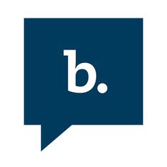 a blue speech bubble with the letter b in it