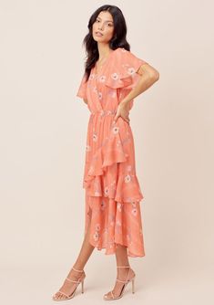 Floral Surplice Ruffle Dress | Lovestitch Dresses Kentucky Derby Fashion, Derby Fashion, Tiered Ruffle Skirt, Ruffled Dress, Flowy Shorts, Floral Print Midi Dress, Print Midi Dress, Printed Midi Dress, Bohemian Dress