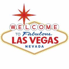 the welcome to fabulous las vegas sign in red, white and blue with a star on top