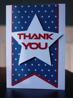 a thank you card with a star on it