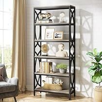 a living room with a couch, chair and book shelf