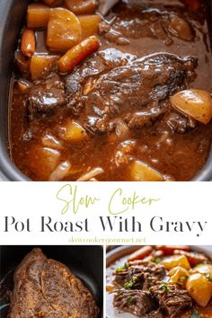 slow cooker pot roast with gravy is an easy and delicious dinner recipe