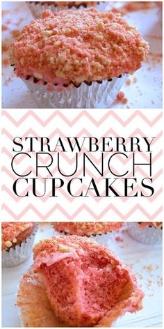 strawberry crunch cupcakes on a white plate