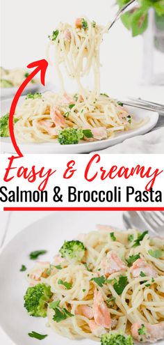 this is an easy and creamy salmon and broccoli pasta recipe