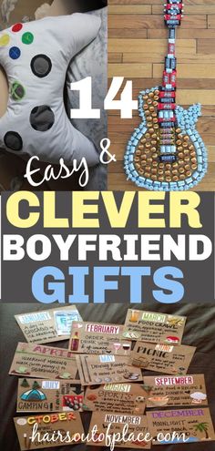 four different pictures with the words easy and clever gift ideas for kids to make out of beads