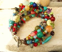 Semi Precious Stone Bracelet, Multicolor Jewelry, Bracelet Pandora, Sugar Land, Colorful Jewelry, Bijoux Diy, Colorful Bracelets, Jewelry Projects, Jewelry Tutorials