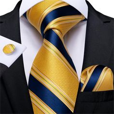 Mens Wedding Ties, Gold Man, Formal Tie, Striped Wedding, Necktie Set, Handkerchief Men, Wedding Tie, Mens Silk Ties, Tie For Men