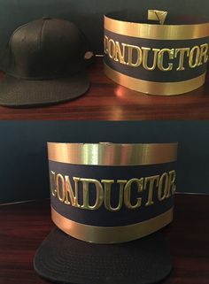 two hats with the word conductor on them