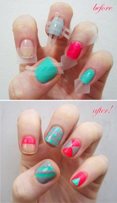 nail art with tape Easy Nails, Nagel Tips, Smink Inspiration, Diy Nail Art, Manicure Y Pedicure, Nailed It