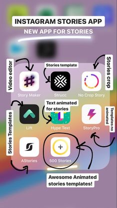 the instagram stories app is displayed on an iphone screen, with text and icons above it