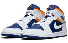 Nike Air Jordan 1 Mid 'White Deep Royal Blue' White/Deep Royal Blue/Track Red/Laser Orange 554724-131 Air Jordan 1 Mid Royal Blue, Sepatu Air Jordan, Air Jordan 1 Mid White, Sneaker Closet, Sneaker Heads, Jordan 1 Mid White, Blue Laser, Fly Guy, Jordan Shoes Retro