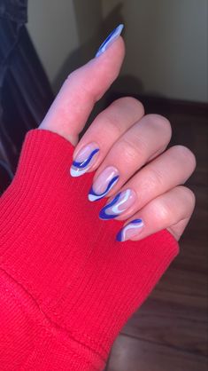 Wavy Blue Nails, Sonic Nails, Decision Day, Blue Acrylic Nails, Sonic Funny, Blue Nails, Swag Nails, Life Style, Nail Inspo