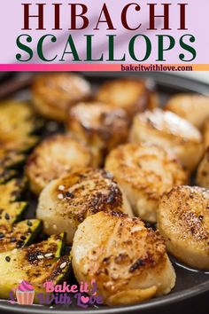 grilled scallops on a plate with text overlay