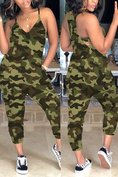 Lovely Casual Camouflage Printed Army Green One-piece Jumpsuit(With Elastic)_Jumpsuit_Jumpsuits_LovelyWholesale | Wholesale Shoes,Wholesale Clothing, Cheap Clothes,Cheap Shoes Online. - LovelyWholesale.com Camouflage Jumpsuit, Purple Camouflage, Pocket Jumpsuit, Floral Print Jumpsuit, Jumpsuit Elegant, Green Jumpsuit, Long Jumpsuits, Casual Jumpsuit, Printed Jumpsuit