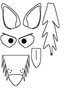 an animal mask is shown with two ears and one nose, which has three different shapes