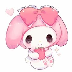 a cute little bunny with big ears holding a cup