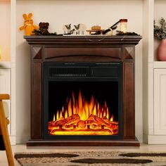 a living room with a fire place in it