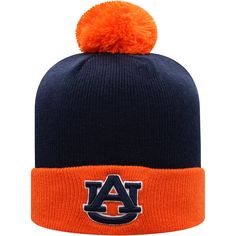 Adding this Auburn Tigers Core 2-Tone cuffed knit hat with pom to your cold-weather ensemble will be an easy choice to make. Featuring a sleek design and bold team colors, this Top of the World cap also includes two embroidered Auburn Tigers graphics on the cuff. Navy And Orange, Auburn Tigers, Top Of The World, Pom Pom Hat, Mens Navy, Knit Hat, Hat Sizes, Team Colors, Auburn