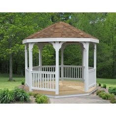 Creekvine Designs 10' Vinyl Octagon Gazebo - YardSales Outdoors Gazebo Plans, Cheap Pergola, Backyard Gazebo, Pergola Design, Garden Wallpaper, Gazebo Pergola, Garden Gazebo, Patio Gazebo, Wood Patio