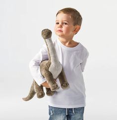 a young boy holding a stuffed animal in his arms