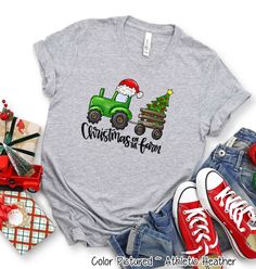 Christmas on the Farm Tractor Christmas Tee #ChristmasSweatshirt #ChristmasSweater #ChristmasGift #HolidaySweatshirt #WomensChristmas #FamilyChristmas #MatchingChristmas #FunnyChristmasTee #FamilyMatching #PersonalizedGifts #MerryChristmas #ChristmasHoodie #ChristmasShirt #MerryChristmasTee #FamilyChristmasTee #SantaShirt #ChristmasMatching #HolidayTee #ChristmasGift #ChristmasPajamas #ChristmasSweater #MerryAndBright #ChristmasTreeShirt Farm Christmas Tree, Christmas Monogram Shirt, Christmas On The Farm, Christmas Vacation Shirts, Farm Christmas, Merry Christmas Family, Handmade Holiday Gifts, Christmas Farm, Womens Christmas Shirts