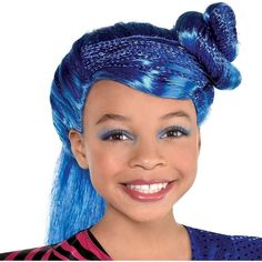 This Bright Blue Wig Features Braids And A Top Knot Updo (Does Not Include Dress Or Makeup). She'll Look Oh So Extra In This One-Size-Fits-Most Children's Wig, Modeled After Miss Independent's Fun And Fashionable Look Top Knot Updo, Knot Updo, Blue Ponytail, Blue Cosplay, Miss Independent, Lol Doll, Ponytail Wig, Blue Wig, Costume Wigs