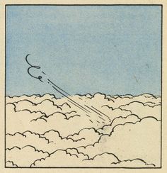 an illustration of a plane flying above the clouds