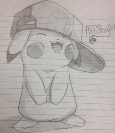 a drawing of a cartoon character wearing a hat