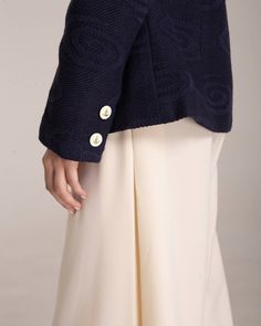 This navy blue tricot women's blazer is the epitome of sophistication. The rich, deep hue of the navy blue fabric is both classic and timeless, making it a versatile piece that can be worn for a variety of occasions. The tricot material is soft and stretchy, ensuring that the blazer is comfortable to wear while still maintaining its tailored silhouette. The inside lining is fully customizable upon request.Collection: PrimaProduct name: La Prima BlazerColor: Navy BlueOuter fabric: Tricot knitInsi Navy Blue Fabric, Beautiful Drapes, The Navy, Central Asia, Women's Trousers, Blue Fabric, Piece Of Clothing, Trousers Women, Quality Fabric