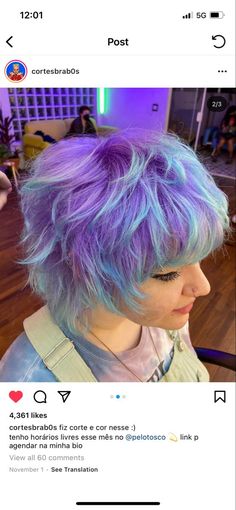 Short Vivid Colored Hair, Cool Haircolour Styles, Dyed Hair Ideas For Short Hair, Multicolored Hair Short, Dyed Hair For Short Hair, Dyed Hair Combos, Hair Fashion Color Ideas, Odd Hair Colors, Good Hair Color Combos