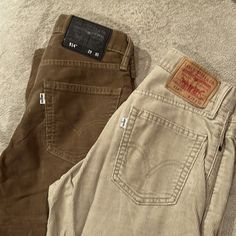 Slim Straight Cords In Brown And Tan. Not Sure They’ve Ever Been Worn, But They Look Brand New. Size 29x30. Updated Price To Sell As Bundle. Message Me If You Prefer To Buy A Single Pair For $35. Levis Pants, Clothing Pieces, Levis Men, Tan Brown, Quality Clothing, To Sell, Mens Pants, Levi's, Man Shop