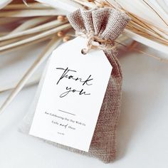 a thank you tag tied with twine