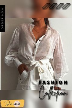 Elegant Vintage V-neck 100% Cotton Blouse Shirts Women Puff Sleeve Button Solid Blouse Spring Lady Office Loose Tops Blusa White V-neck Blouse With Buttons, Summer V-neck Blouse With Button Cuffs, Casual Lantern Sleeve Blouse With Buttons, Casual Lantern Sleeve Blouse With Button Closure, Summer Long Sleeve Blouse With Back Button Closure, Summer Solid Color Puff Sleeve Blouse, Elegant Solid Color Summer Shirt, Casual Blouse With Lantern Sleeves And Button Closure, V-neck Blouse With Buttons For Day Out