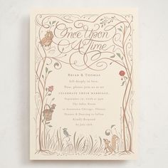 a wedding card with the words once upon time and an image of winnie the pooh