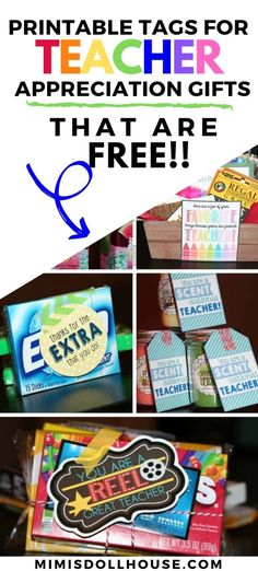 teacher appreciation gifts that are free with the text printable tags for teacher appreciation gifts