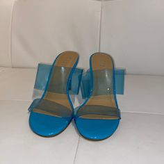 Brand New Never Worn. Tiara Blue, Mermaid Heels, Teal Sandals, Cheap Heels, Cheap High Heels, Bling Sandals, Womens Slides Sandals, Sparkly Heels, Silver Sandals