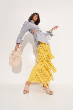 Za Za Knit Fringe Skirt in Butter Tassle Maxi Skirt, Casual Fringe Skirt, Fall Skirts Zippered Or Fringe, Tassle Midi Skirt, Fall Winter 2021 2022 Trends Skirts, Knit Fringe, Skirt Details, Statement Skirt, Occasion Wear Dresses