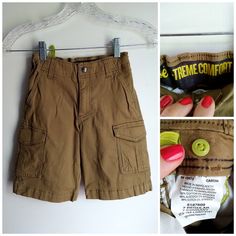 Boys Cargo Shorts, By Lee, Extreem Comfort Lable. Functional Pockets Side, Large, Front And Rear. Belt Loops. Carhart Brown. Adjustable Interior Sizing Pulls, Elastic. Zipper And Button Closure. New Without Tags. Size 7 514 Boys Cargo Shorts, Kids Bottoms, Cargo Shorts, Size 7, Elastic, Zipper, Tags, Color