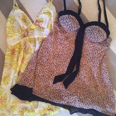 Get Both!!! Flirty Summer Sleepwear With Built-in Bra, Lined Summer Sleepwear, Sleepwear With Built-in Bra For Vacation, Summer Coquette Sleepwear With Built-in Bra, Flirty Camisole For Beach, Feminine Sleepwear With Built-in Underwire Bra, Summer Sleepwear With Underwire For Bedtime, Betsey Johnson, Women's Intimates