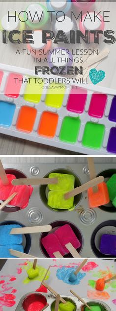 how to make ice cream paints with popsicle sticks and watercolors on the tray