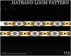 Hatband With Turquoise Bead Loom Pattern No.113 Inspired - Etsy Cowboy Hat Bands, Beaded Hat Bands, Native American Beadwork Patterns, Hat Bands, Bead Loom Pattern, Ornament Diy, Beaded Hat, Chapeau Cowboy, Western Hat