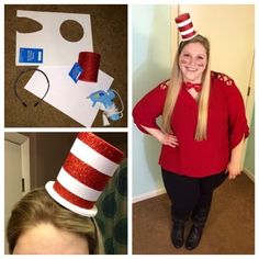 a collage of photos with hats on top of each other, including a cat in the hat