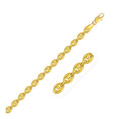 This puffed mariner link bracelet comes in 14K yellow gold and has a width of 4.7mm. Secured with a lobster clasp. Gold Link Bracelet, Anchor Necklace, Gold Branding, Yellow Gold Chain, Diamond Bracelets, Metal Stamping, Link Chain, Link Bracelets, Jewelry Stores