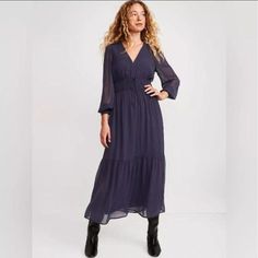 Nwt Old Navy V Neck Waist Defined Tired Maxi Dress 20” Pit To Pit 53” Shoulder To Bottom Maxi Chiffon Dress, Dress Navy Blue, Chiffon Maxi Dress, Old Navy Women, Navy Blue Dresses, Old Navy Dresses, Chiffon Dress, Old Navy, Colorful Dresses