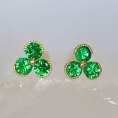 Tsavorite Garnet Trio Stud Earrings in 14kt YELLOW Gold Neon Green Tsavorite Garnet Minimal Trio Studs Push Back Earrings Green Stud - Etsy Tsavorite Garnet, Earrings Green, Neon Green, Jewelry Earrings Studs, Columbus, Garnet, Emerald, Jewelry Earrings, Display Homes